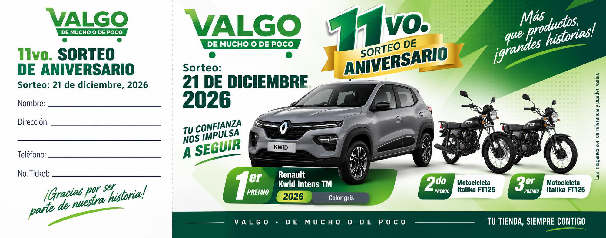 Boleto del 11vo Sorteo de Aniversario Valgo Mayoreo